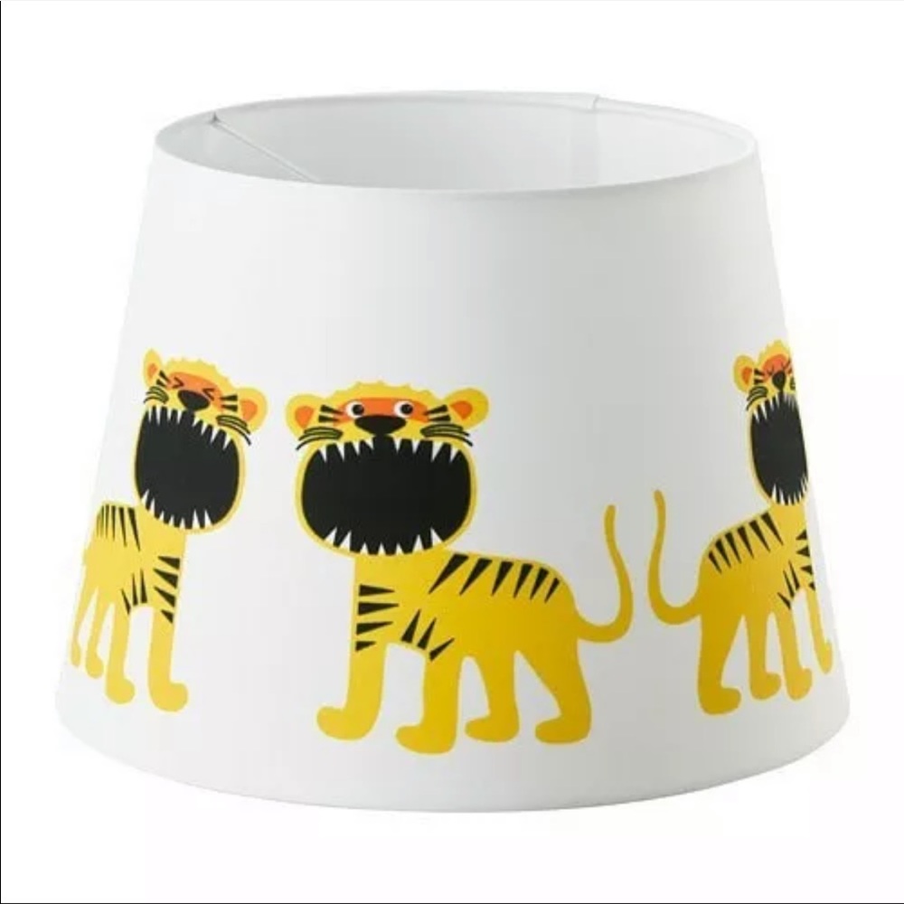 IKEA TROLLAKULLA Lamp Shade White with Tigers, Childrens Kids Room Brand New.
